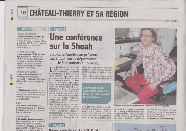 Article de Françoise Delol - L'Union 3 mai 2014