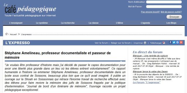 Capture d'écran Café pédagogique