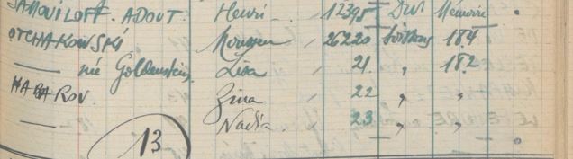 Extrait cahier mutations drancy 2 aout 44 Otchakowski et Hararov