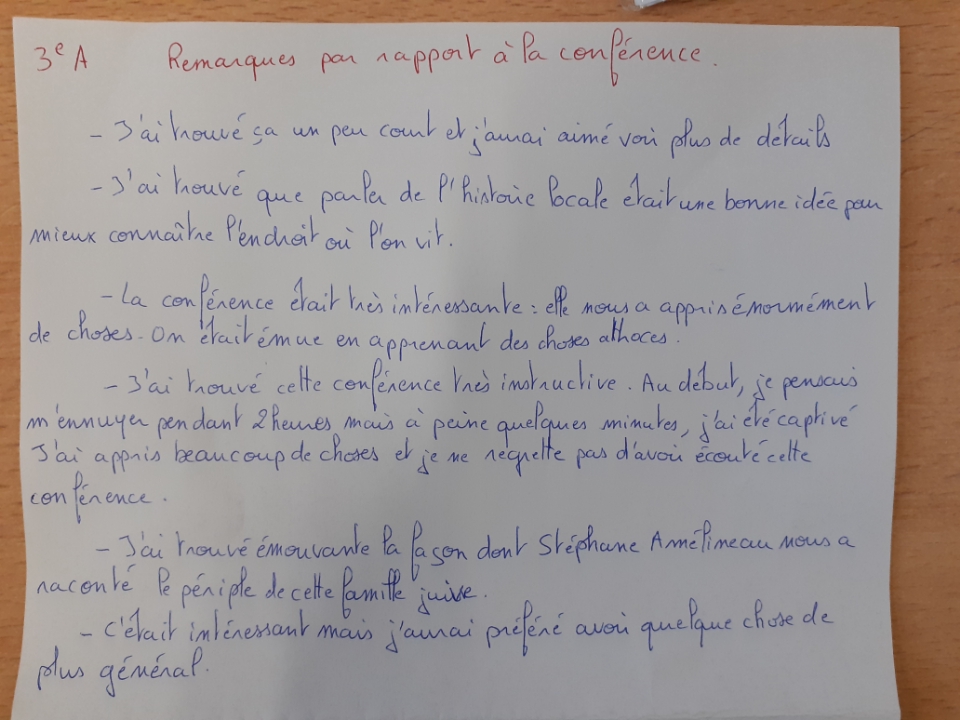 remarques élèves